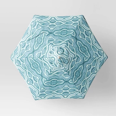 7.5'x7.5' Decorative Trim Scalloped Outdoor Market Umbrella Blue - Opalhouse™ designed with Jungalow™ 7.5'x7.5' Decorative Trim Scalloped Outdoor Market Umbrella Blue - Opalhouse™ Designed With Jungalow™ -Opalhouse GUEST 3480178a 70b9 4096 bef0 b5fe8b7a355b