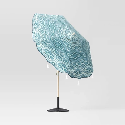 7.5'x7.5' Decorative Trim Scalloped Outdoor Market Umbrella Blue - Opalhouse™ designed with Jungalow™ 7.5'x7.5' Decorative Trim Scalloped Outdoor Market Umbrella Blue - Opalhouse™ Designed With Jungalow™ -Opalhouse GUEST 9155300f d9ba 4dd7 96d2 684b16a213c8