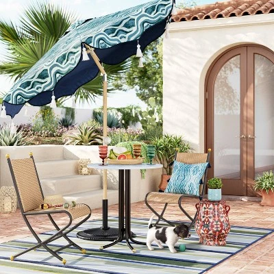 7.5'x7.5' Decorative Trim Scalloped Outdoor Market Umbrella Blue - Opalhouse™ designed with Jungalow™ 7.5'x7.5' Decorative Trim Scalloped Outdoor Market Umbrella Blue - Opalhouse™ Designed With Jungalow™ -Opalhouse GUEST 926af1d5 5d43 4c7a 8672 cd582d16fd69